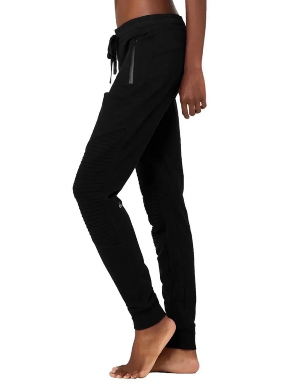 ALO Urban Moto Sweatpants Cuffed Joggers Black Size Large